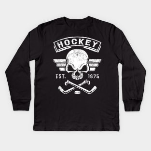 HOCKEY - SKULL AND BONES Kids Long Sleeve T-Shirt